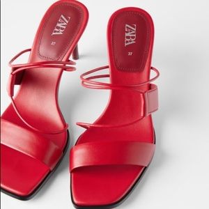 Red strap ZARA heeled sandals